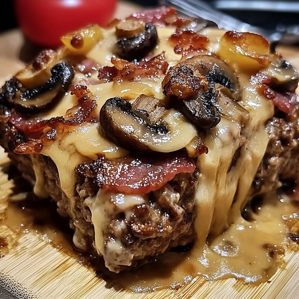 Bacon Mushroom Swiss Cheese Meatloaf 🥩🧀🍄