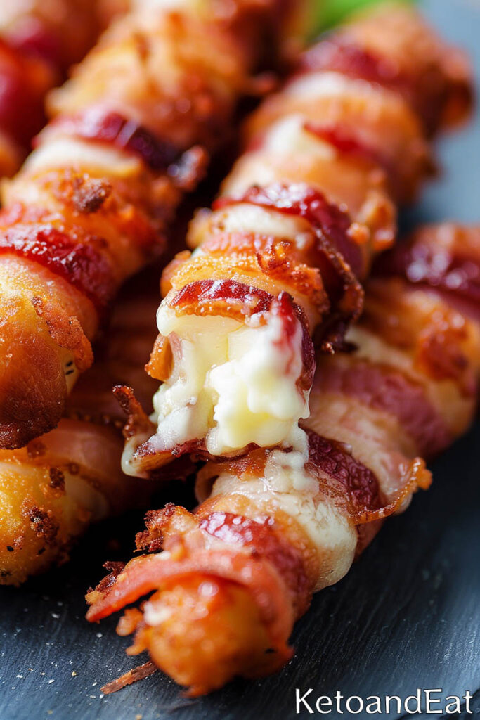 Nashville Hot Bacon Wrapped Mozzarella Sticks