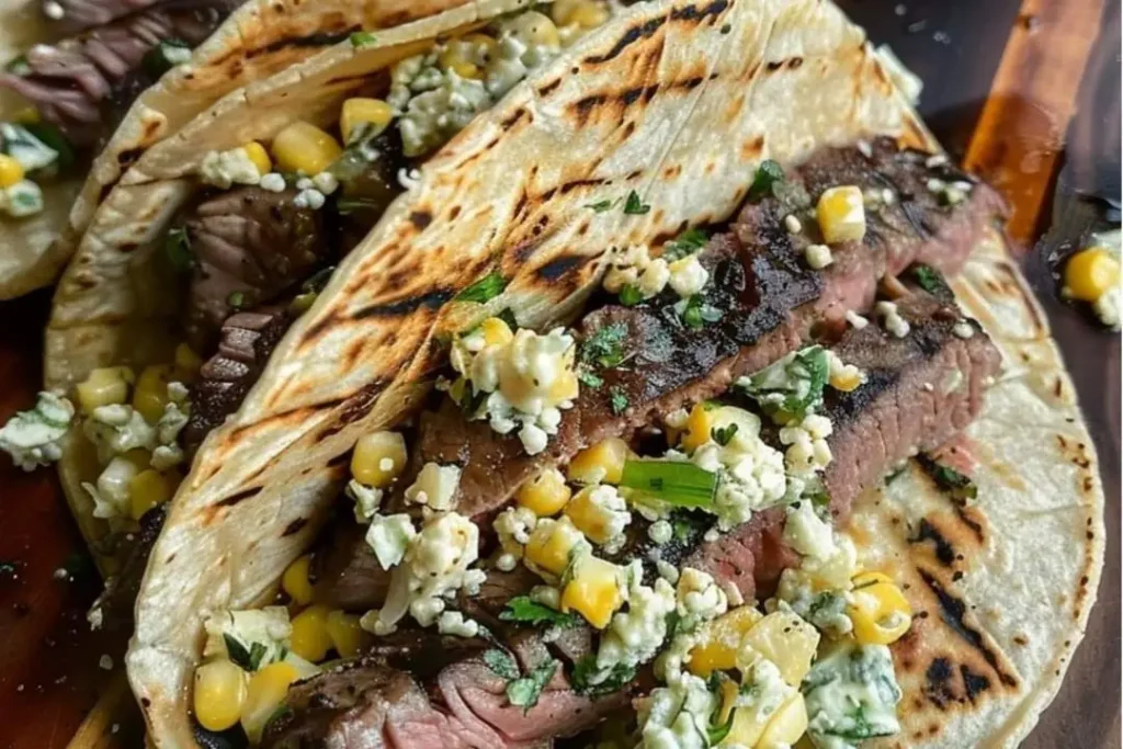 Steak Tacos with Creamy Elote Corn Salsa 🌮🔥