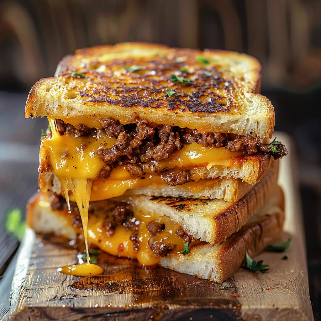 Ground Beef Grilled Cheese Sandwich