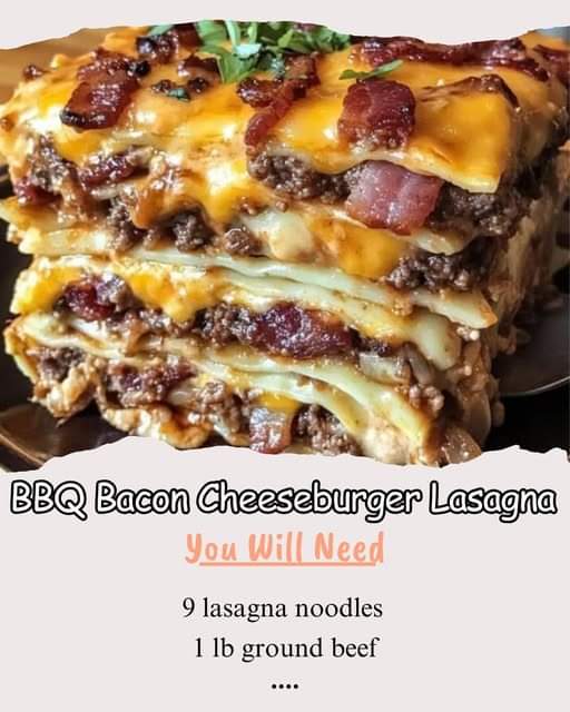 BBQ Bacon Cheeseburger Lasagna – a flavor-packed twist on classic lasagna!