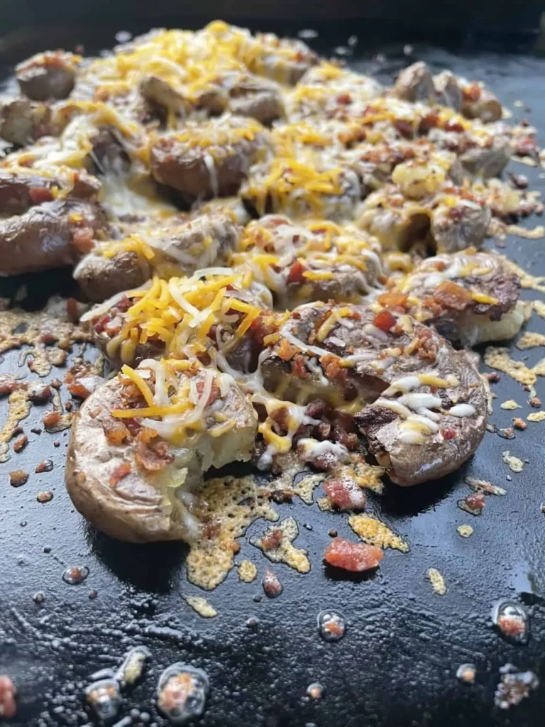 Blackstone Smashed Potatoes (Cheese & Bacon)