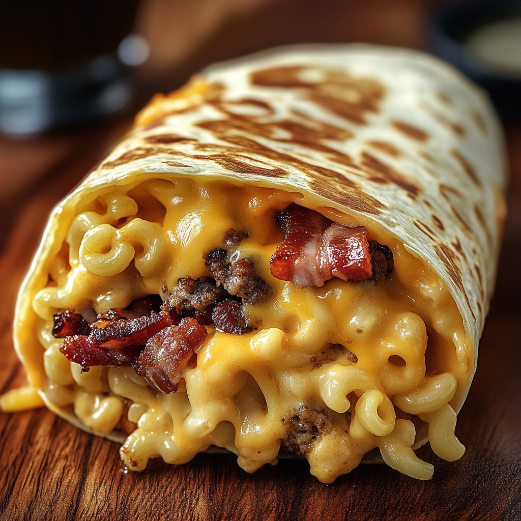 Bacon Mac & Cheese Burger Wrap – A burst of flavor in every bite!