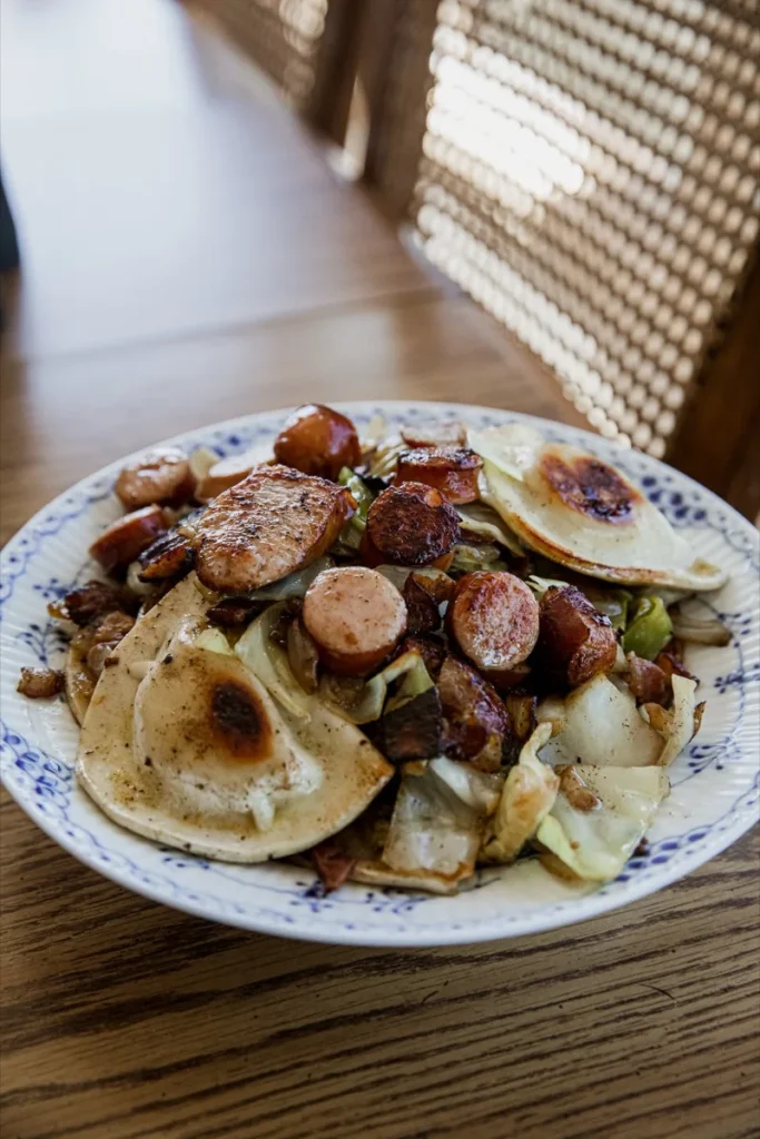 Blackstone Kielbasa and Pierogies