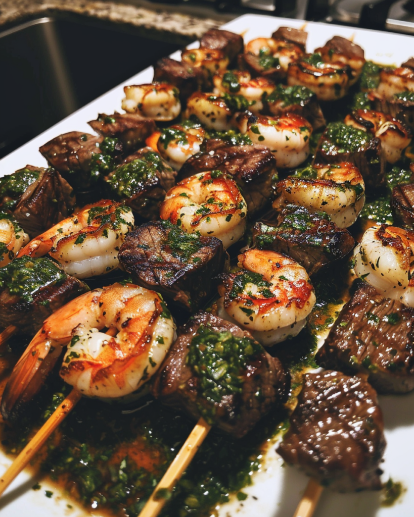 Grilled Surf and Turf Skewers with Chimichurri