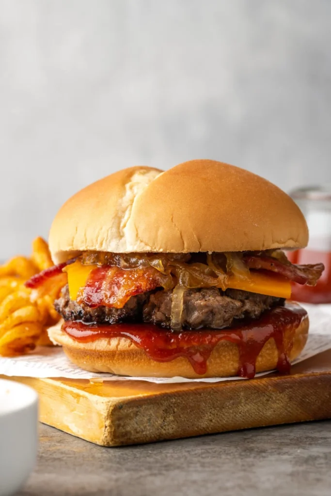 Candied Bacon Maple Cheddar Burger – the ultimate flavor-packed burger
