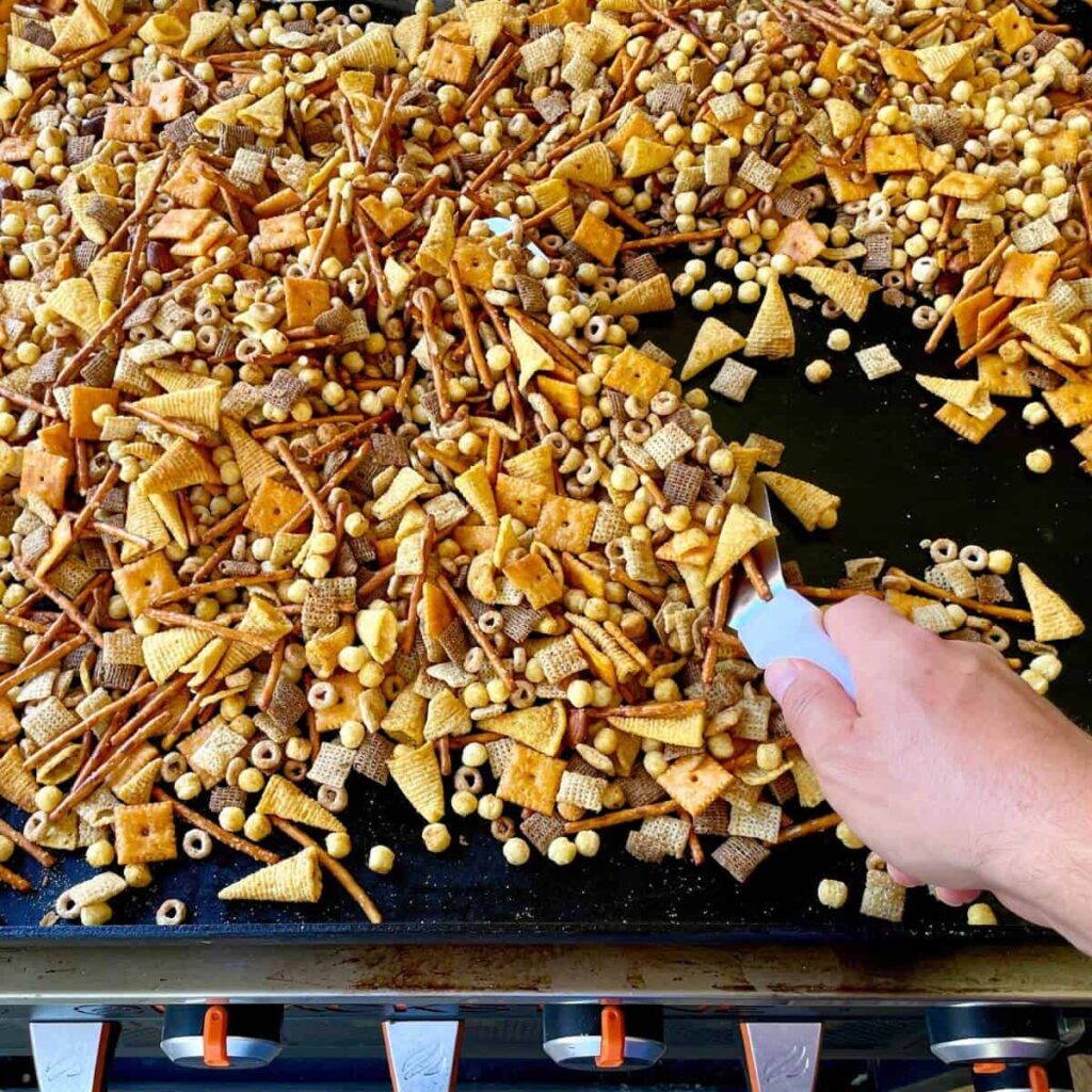 Chex Mix on a Blackstone Griddle