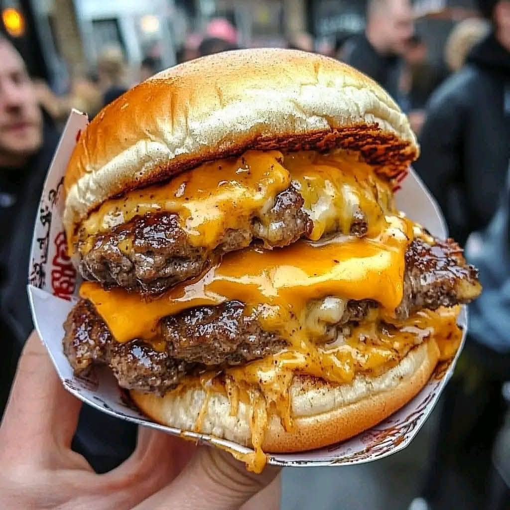 Double Smash Burger with Bacon, Spicy Sauce & Shredded Lettuce