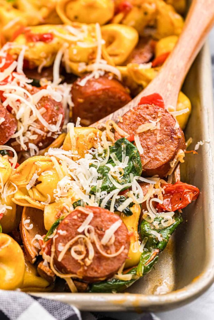 Blackstone Tortellini with Sausage, Peppers & Onions