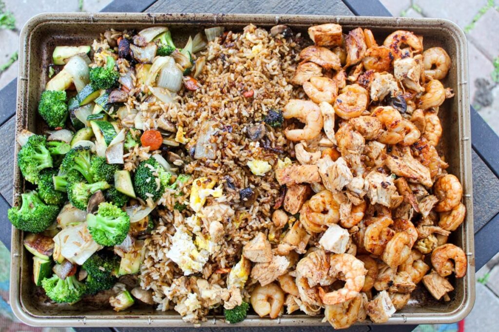 Garlic-Butter Shrimp w/ Teriyaki Chicken,