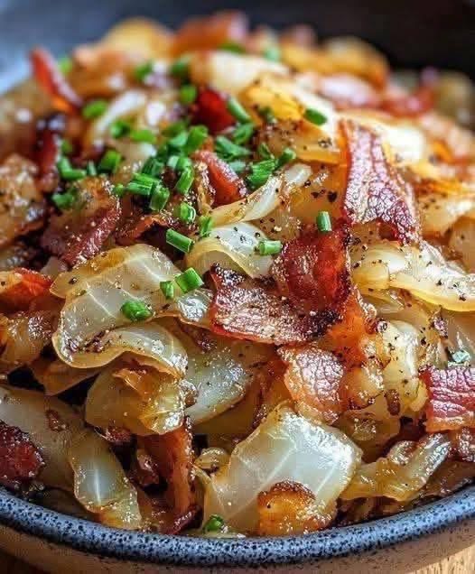 Fried Cabbage with Bacon, Onion, and Garlic