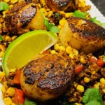 Blackstone Scallops with Chorizo and Corn