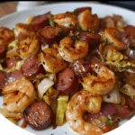 FRIED CABBAGE WITH SHRIMP, SAUSAGE & BACON