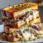 Steak Grilled Cheese with Cheesy Garlic Bread