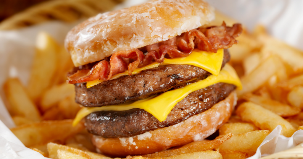 Bacon Double Cheese Burger on a Donut Bun