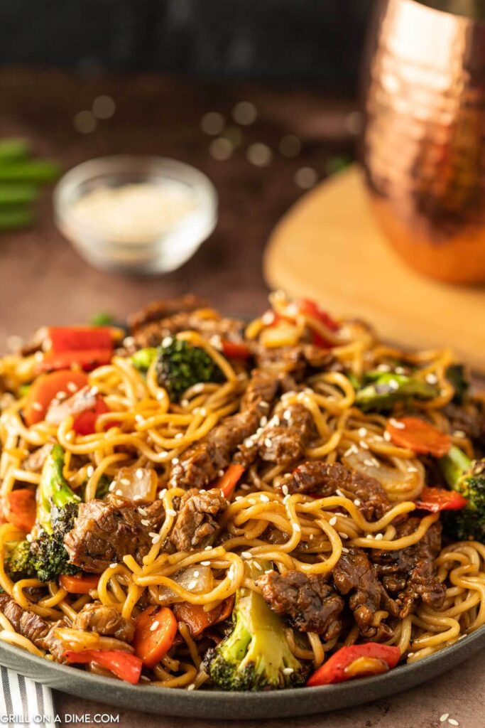 Blackstone Beef Noodle Stir Fry