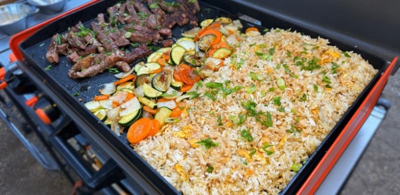 Blackstone Hibachi Chicken, Shrimp, Fried Rice & Veggies