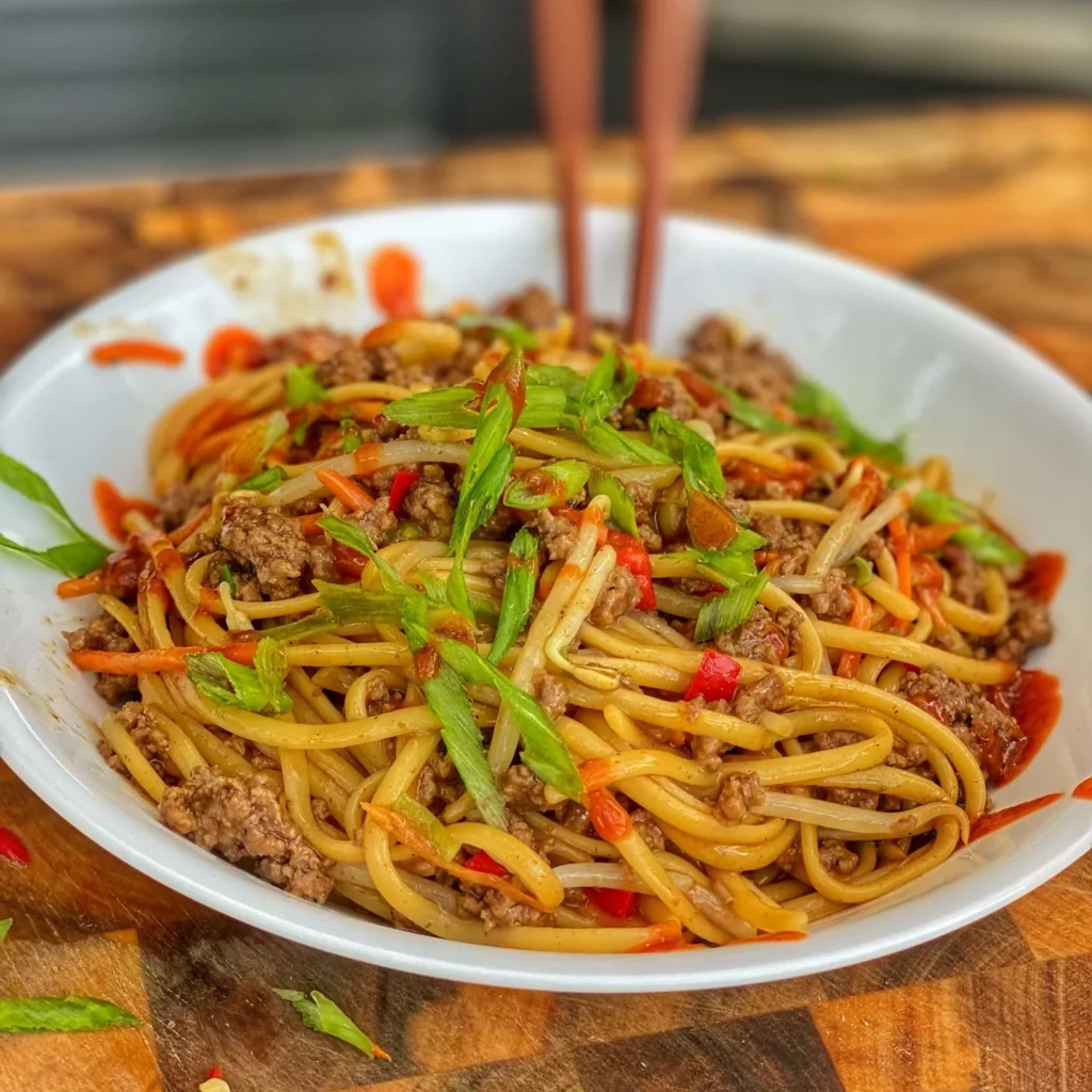 Mongolian Noodles on the Blackstone