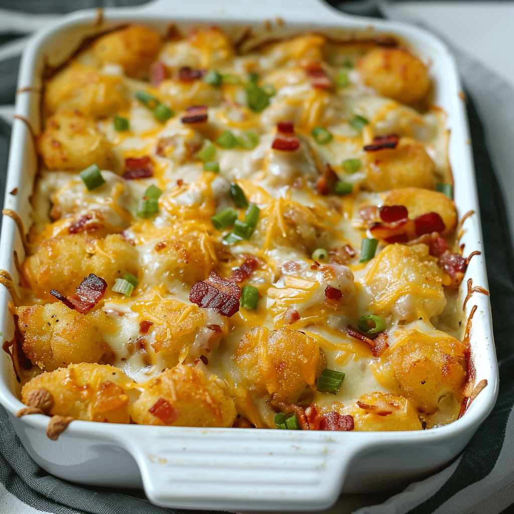 Cheesy Chicken and Bacon Ranch Tater Casserole