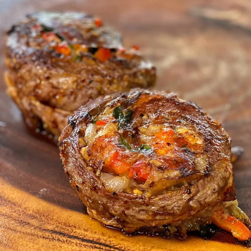 Cheesy Garlic Steak Pinwheels on Blackstone