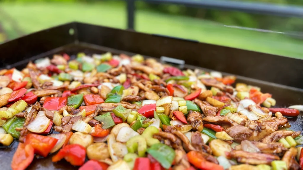 Kung pao chicken on the Blackstone griddle