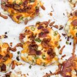 Baby red smashed potatoes with bacon