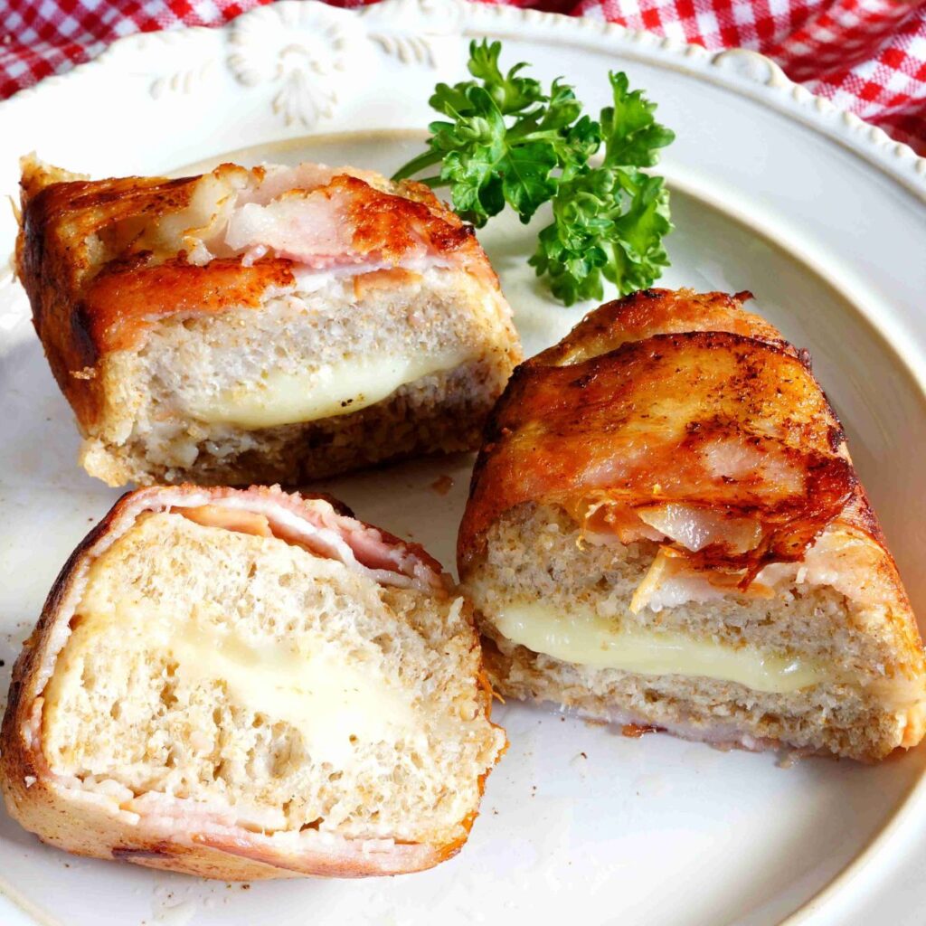 Bacon wrapped grilled cheese