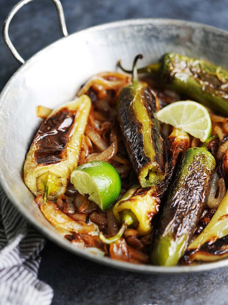 Grilled Mexican Green Peppers (Chiles Asados)