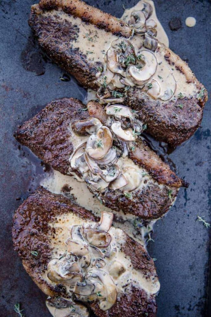 Grilled Picanha Steak with Mushroom Cream Sauce