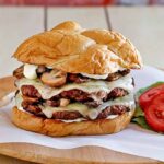Mushroom smashburger with a side of lobster