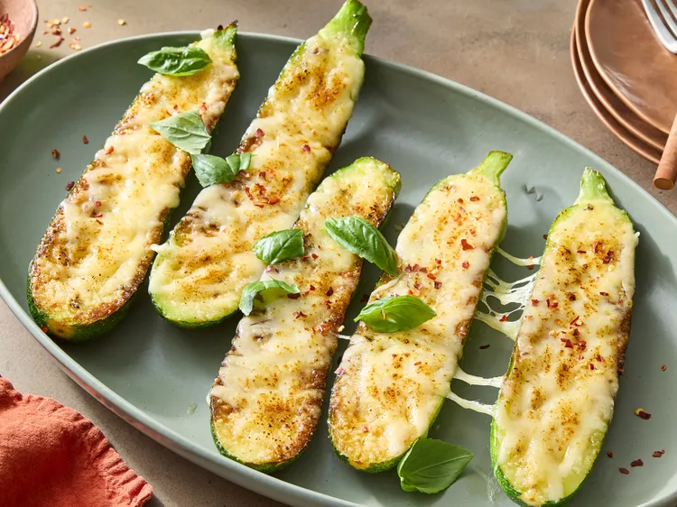 Cheesy Garlic Zucchini Steaks