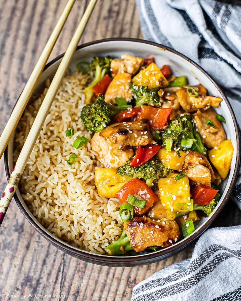 Pineapple teriyaki chicken stir fry