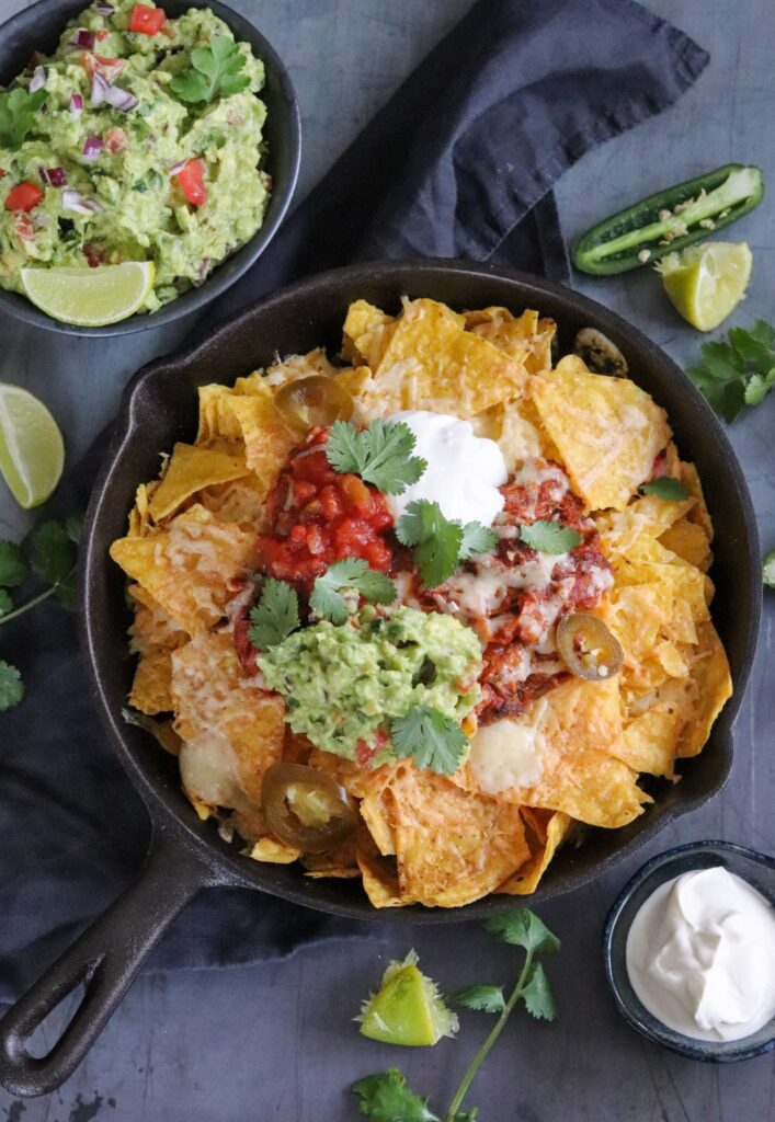 Chicken chorizo bacon nachos