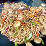 Full Asian Griddle Feast: Chicken Lo Mein, Saucy Beef, & Fried Rice