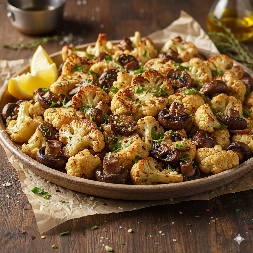 Garlic Butter Cauliflower & Mushrooms