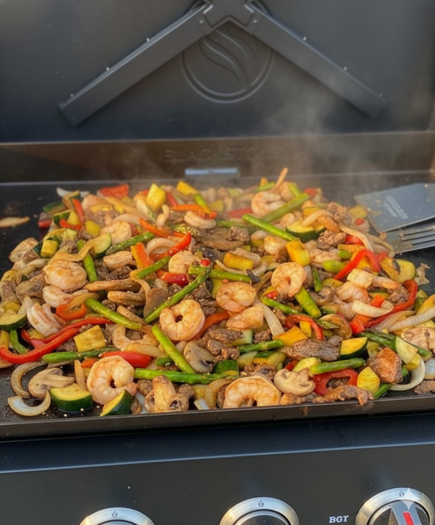 Blackstone Griddle Steak & Shrimp Stir-Fry